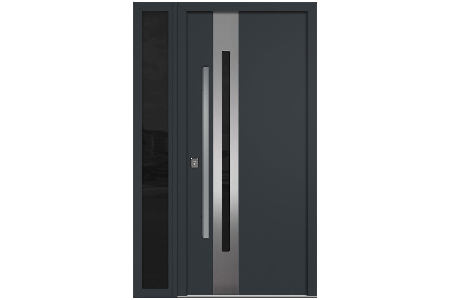 Nova Inox S2 Gray Modern Exterior Door w Left Sidelight Right-in