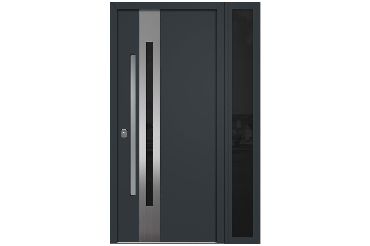 Nova Inox S2 Gray Modern Exterior Door w Right Sidelight Right-in