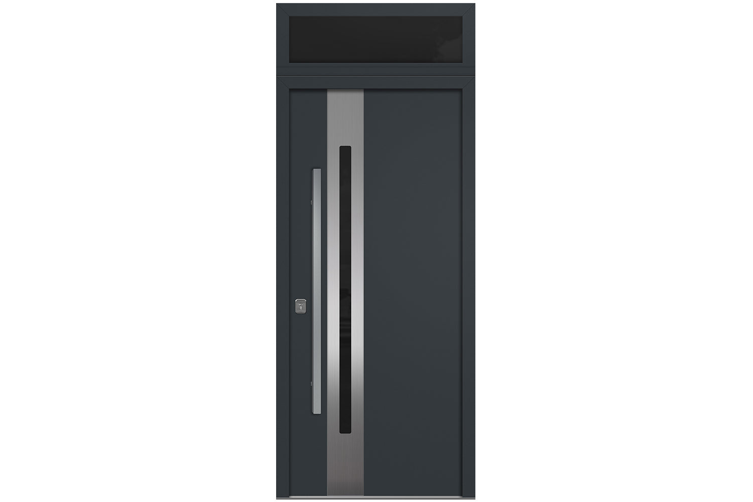 Nova Inox S2 Gray Modern Exterior Door w Transom Right-in