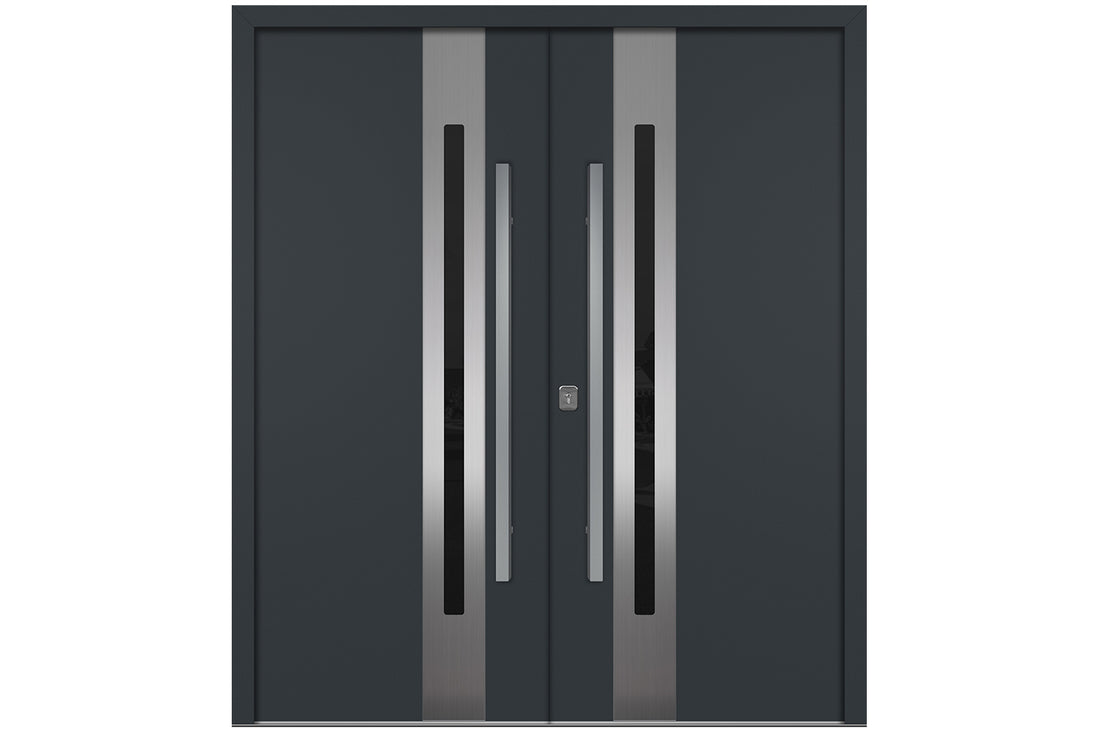 Nova Inox S2 Gray Modern Exterior Double Door Right Door Active