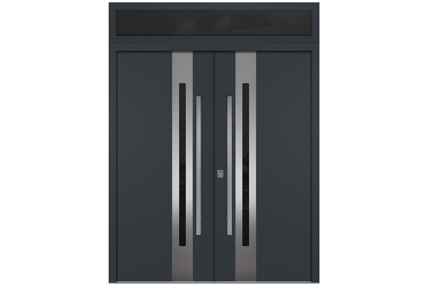 Nova Inox S2 Gray Modern Exterior Double Door w Transom Right Door Active