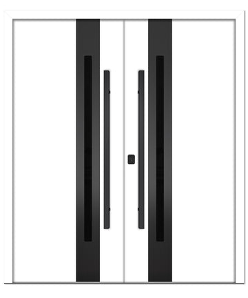 Nova Inox S2 White Modern Exterior Double Door with Black Stainless Steel