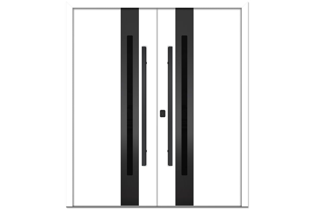 Nova Inox S2 White Modern Exterior Double Door with Black Stainless Steel