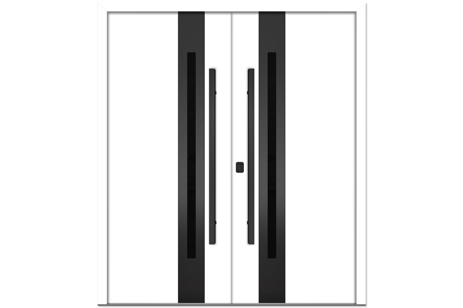 Nova Inox S2 White Modern Exterior Double Door with Black Stainless Steel