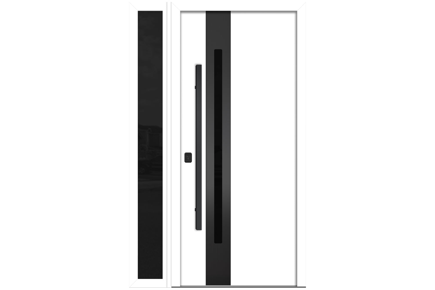 Nova Inox S2 White Modern Exterior Door with Black Stainless Steel - with Left Sidelight