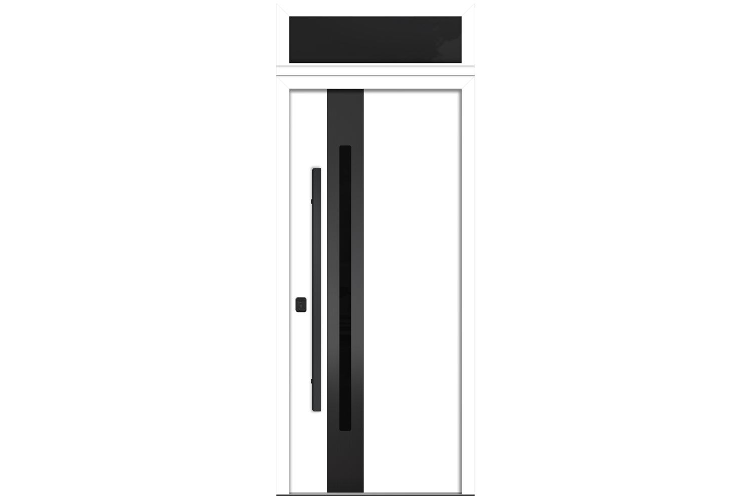 Nova Inox S2 White Modern Exterior Door with Black Stainless Steel - with Transom