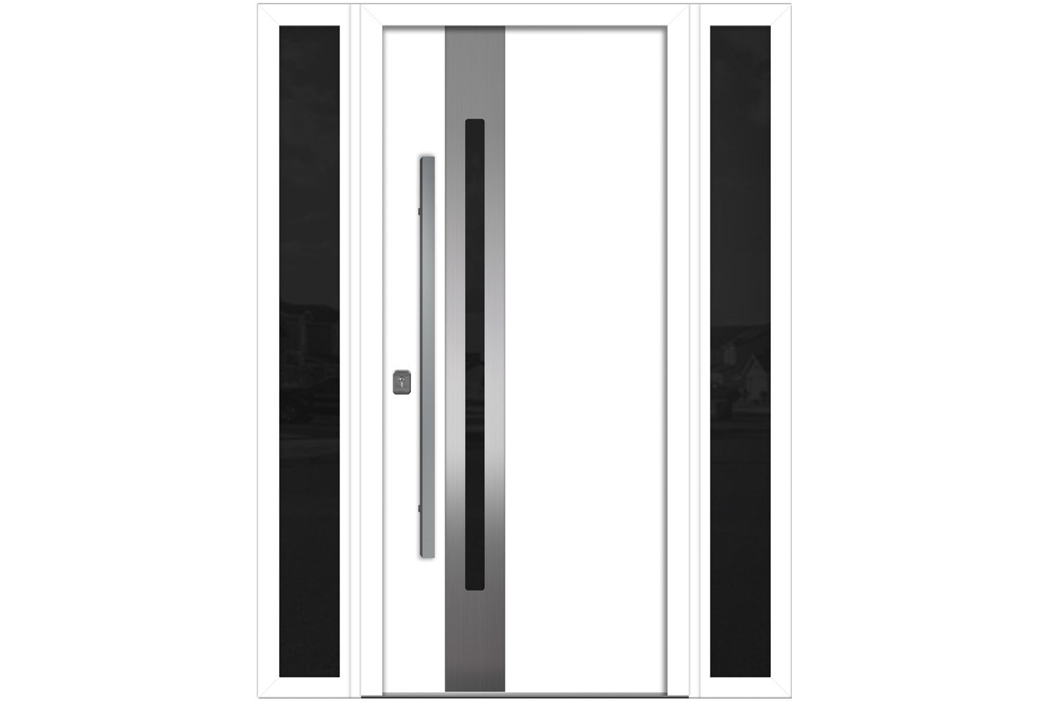 Nova Inox S2 White Modern Exterior Door w Double Sidelight Right-in