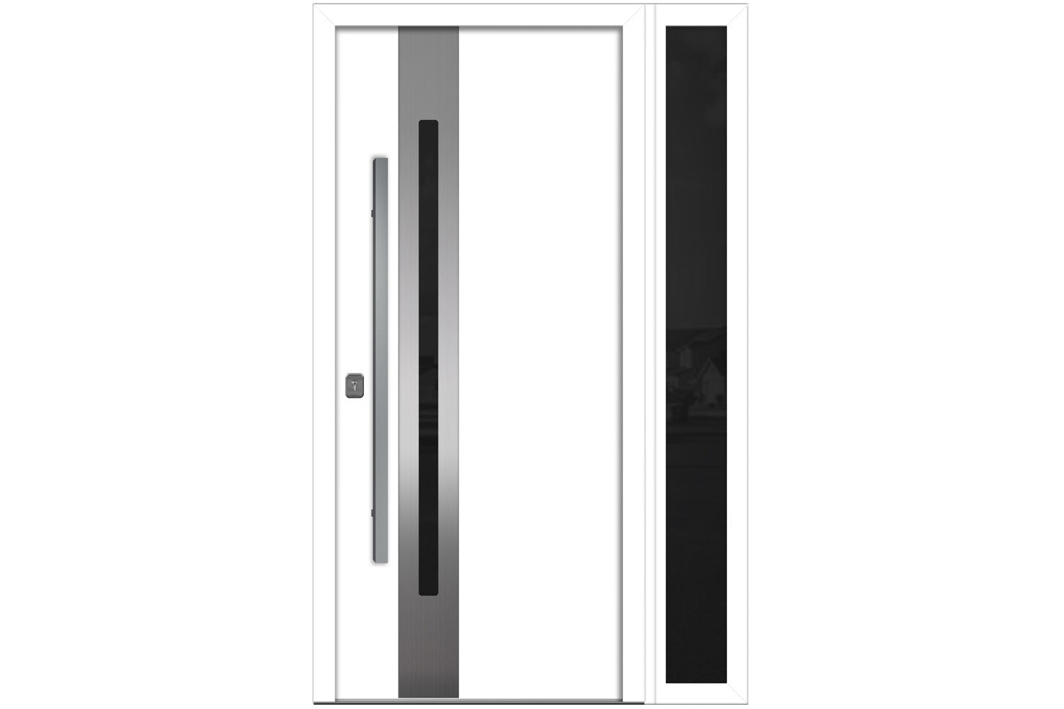 Nova Inox S2 White Modern Exterior Door w Right Sidelight Right-in