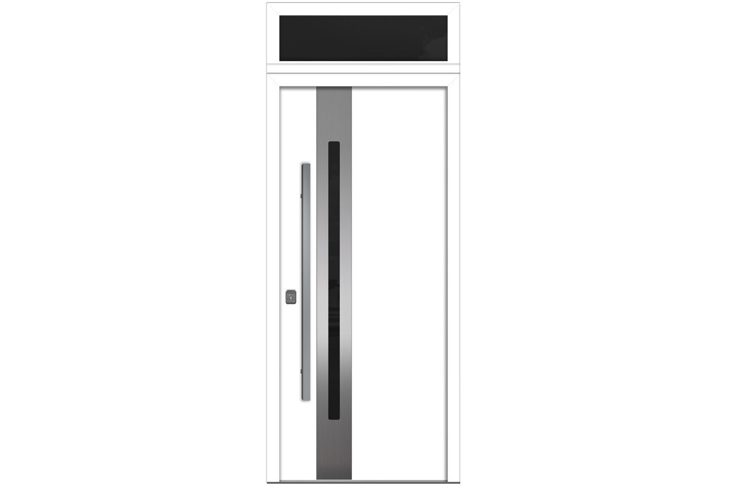 Nova Inox S2 White Modern Exterior Door w Transom Right-in