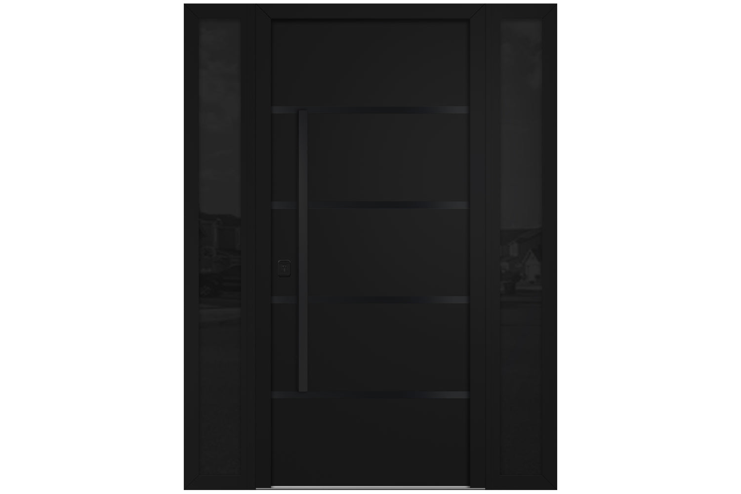 Nova Inox S3 Black Modern Exterior Door with Black Stainless Steel - with Double Sidelight