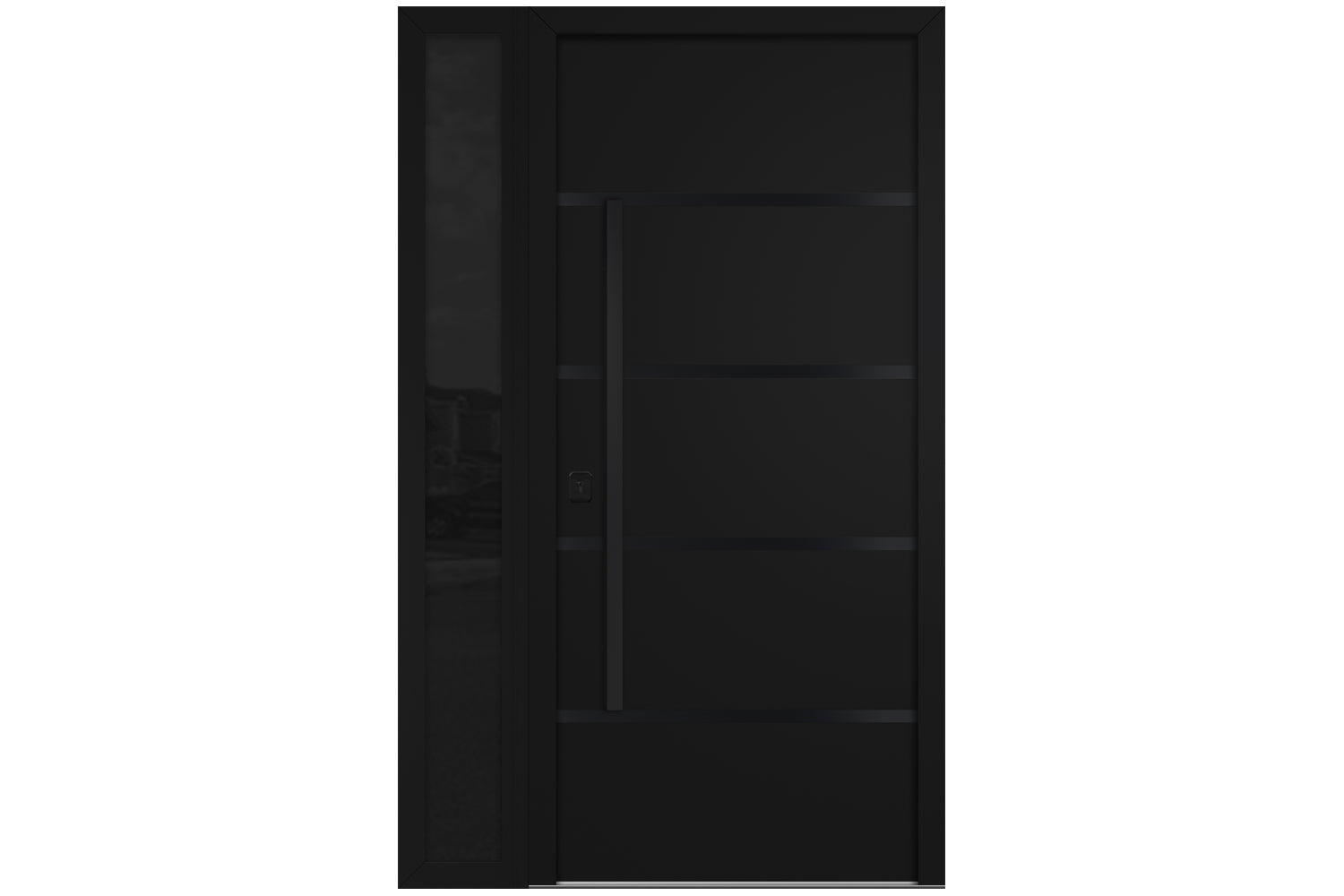 Nova Inox S3 Black Modern Exterior Door with Black Stainless Steel - with Left Sidelight