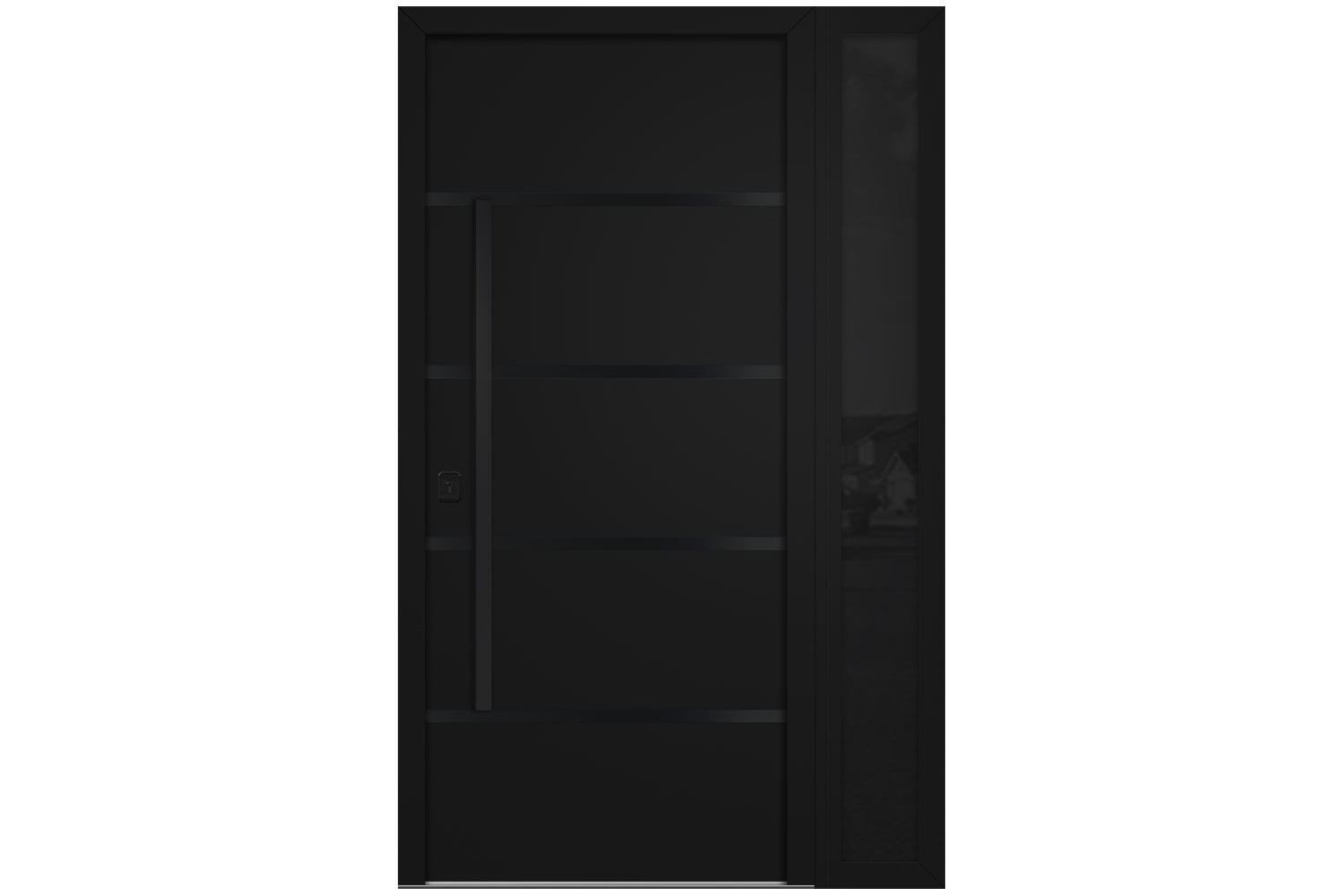 Nova Inox S3 Black Modern Exterior Door with Black Stainless Steel - with Right Sidelight
