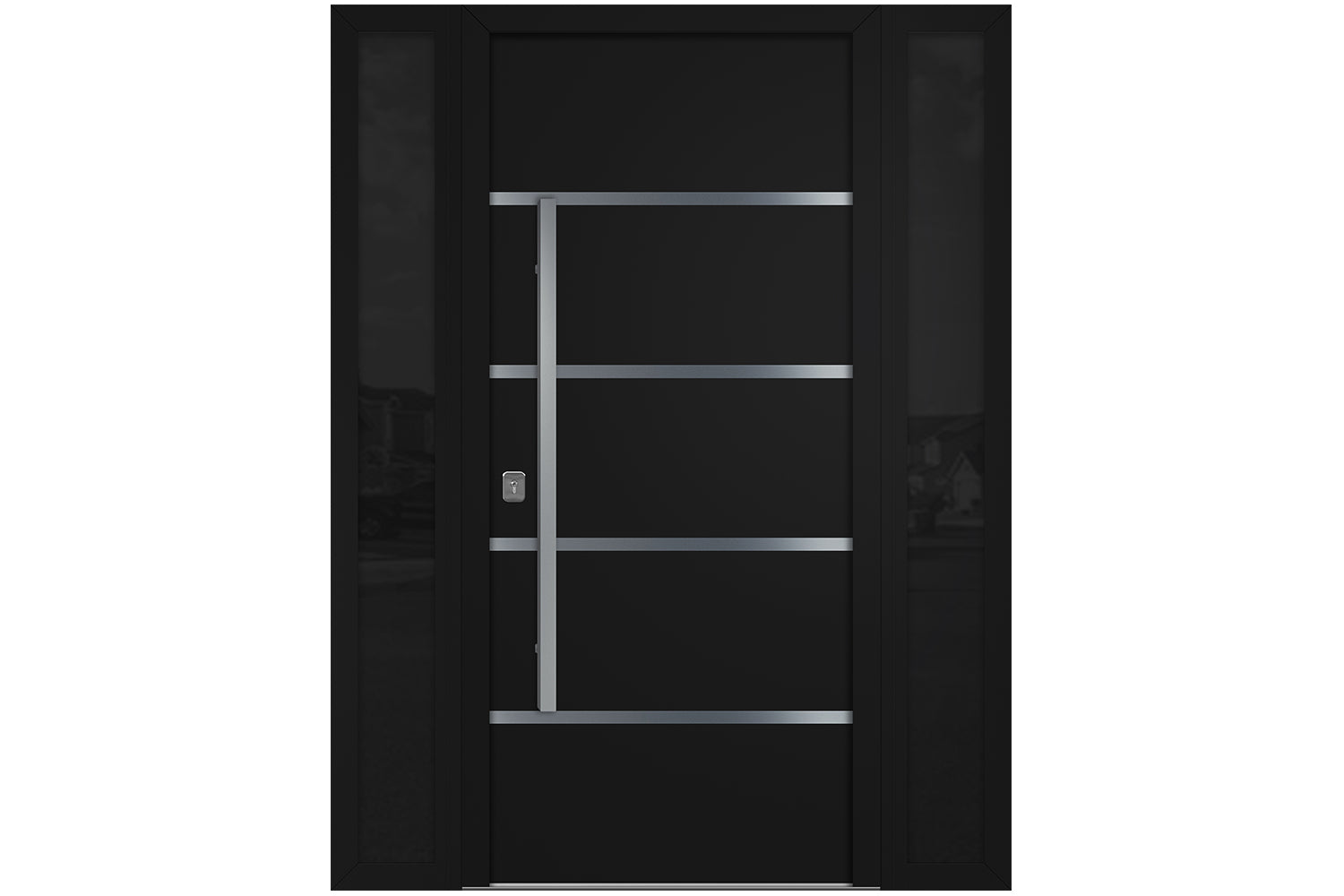 Nova Inox S3 Black Modern Exterior Door w Double Sidelight Right-in