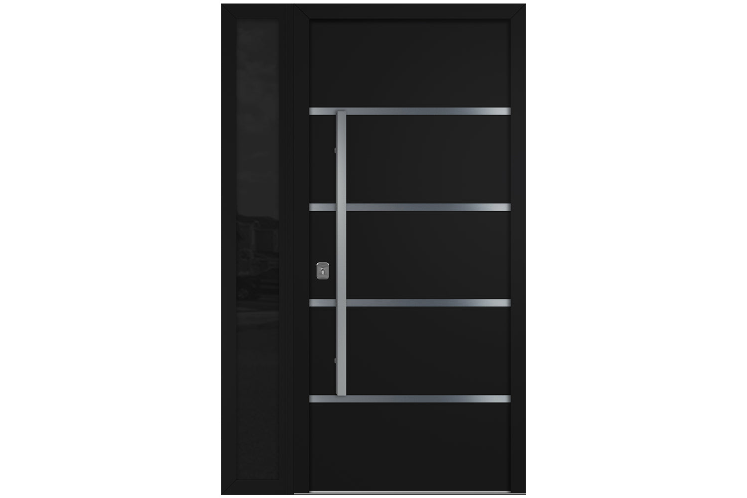 Nova Inox S3 Black Modern Exterior Door w Left Sidelight Right-in