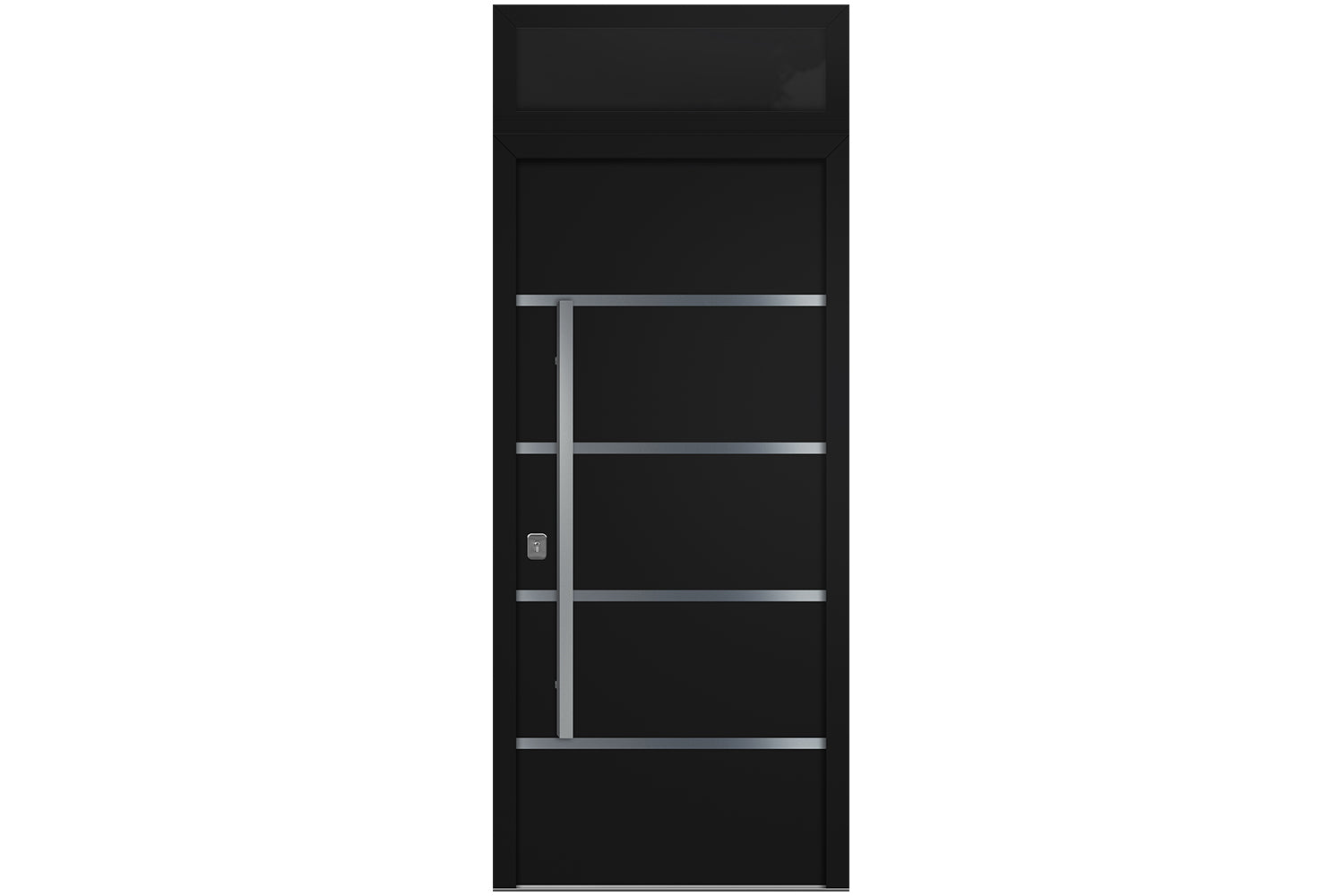 Nova Inox S3 Black Modern Exterior Door w Transom Right-in