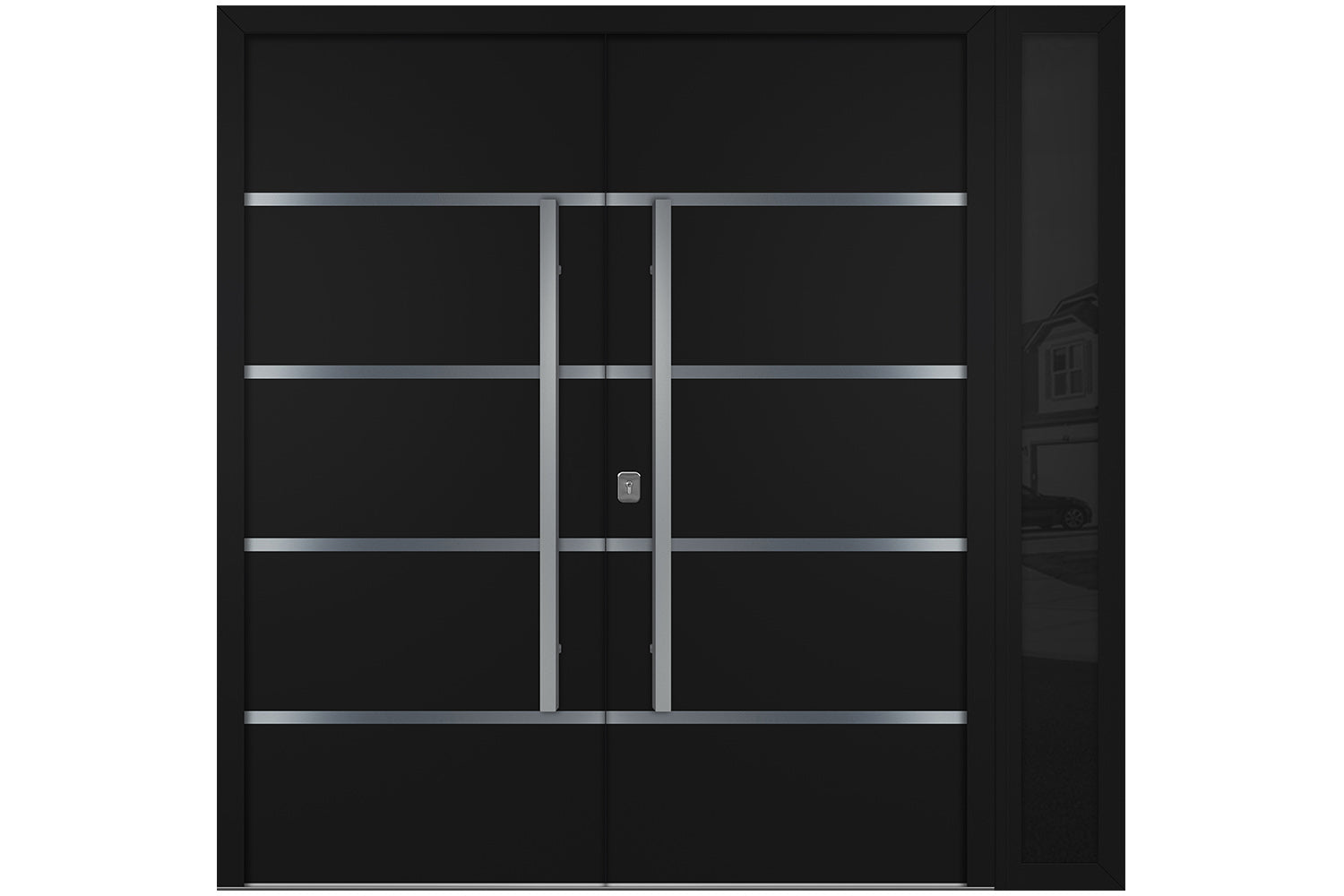 Nova Inox S3 Black Modern Exterior Double Door w Right Sidelight Right Door Active