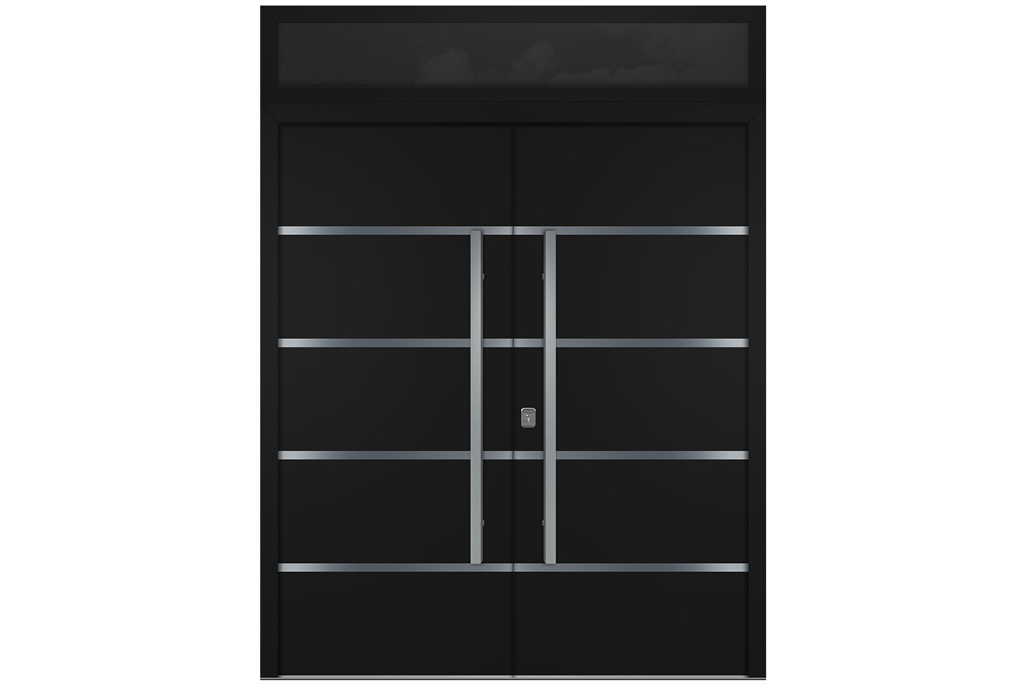 Nova Inox S3 Black Modern Exterior Double Door w Transom Right Door Active