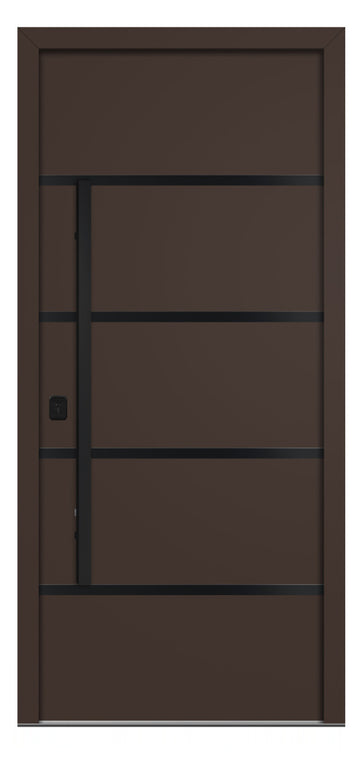 Nova Inox S3 Brown Modern Exterior Door with Black Stainless Steel