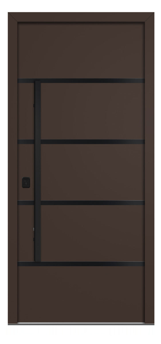 Nova Inox S3 Brown Modern Exterior Door with Black Stainless Steel