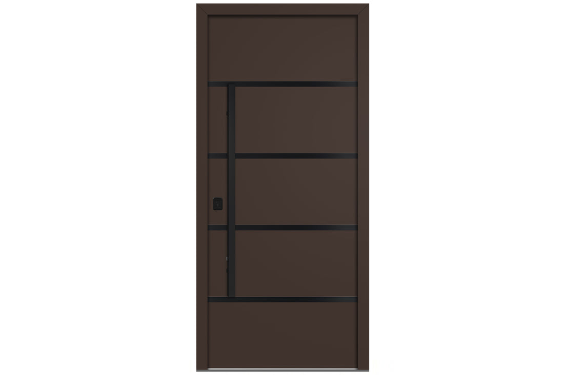 Nova Inox S3 Brown Modern Exterior Door with Black Stainless Steel