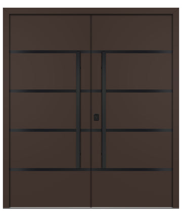 Nova Inox S3 Brown Modern Exterior Double Door with Black Stainless Steel
