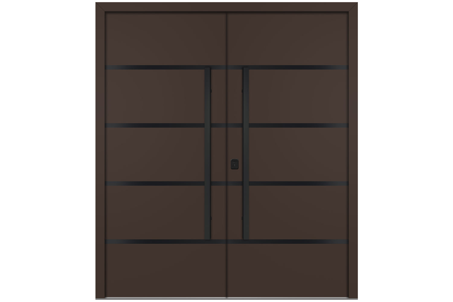 Nova Inox S3 Brown Modern Exterior Double Door with Black Stainless Steel