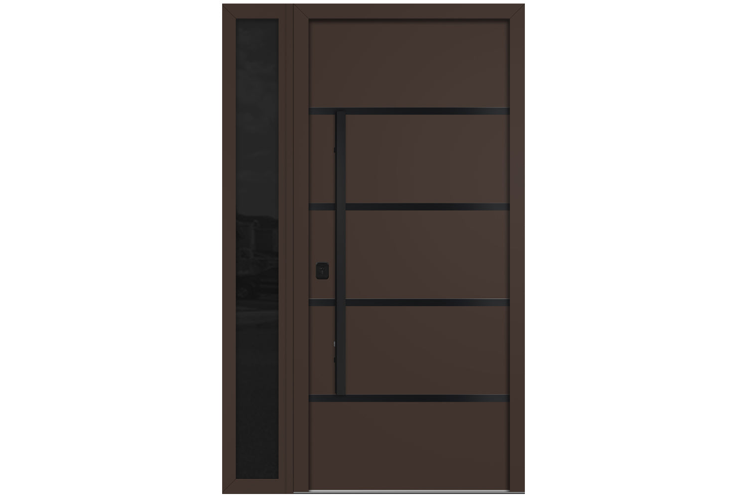Nova Inox S3 Brown Modern Exterior Door with Black Stainless Steel - with Left Sidelight