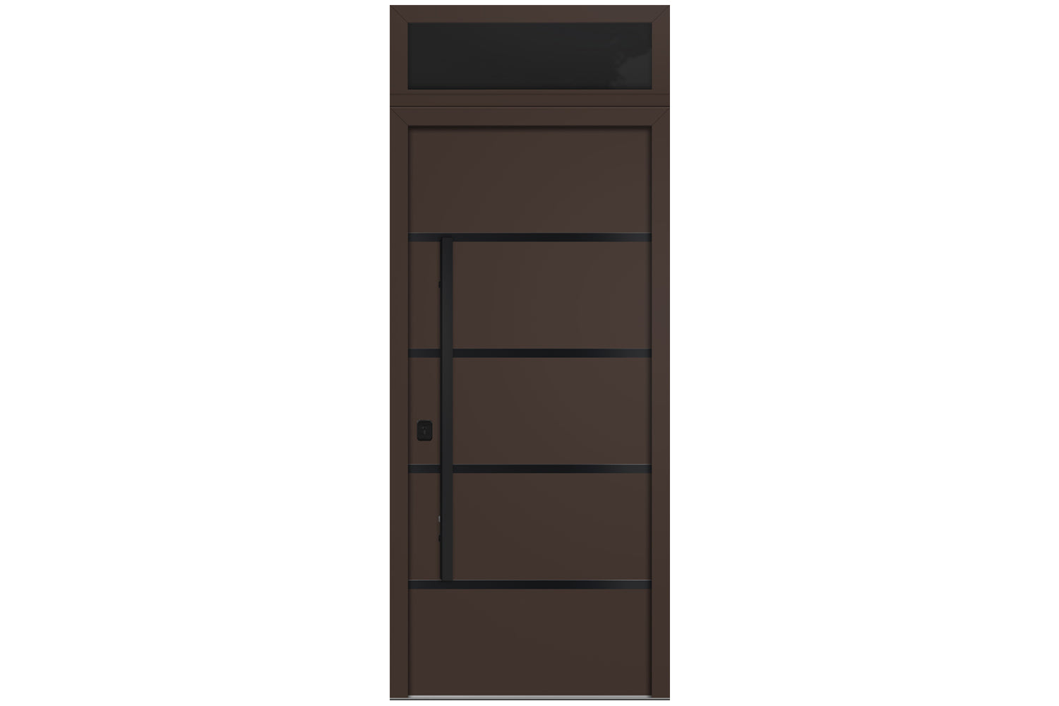 Nova Inox S3 Brown Modern Exterior Door with Black Stainless Steel - with Transom