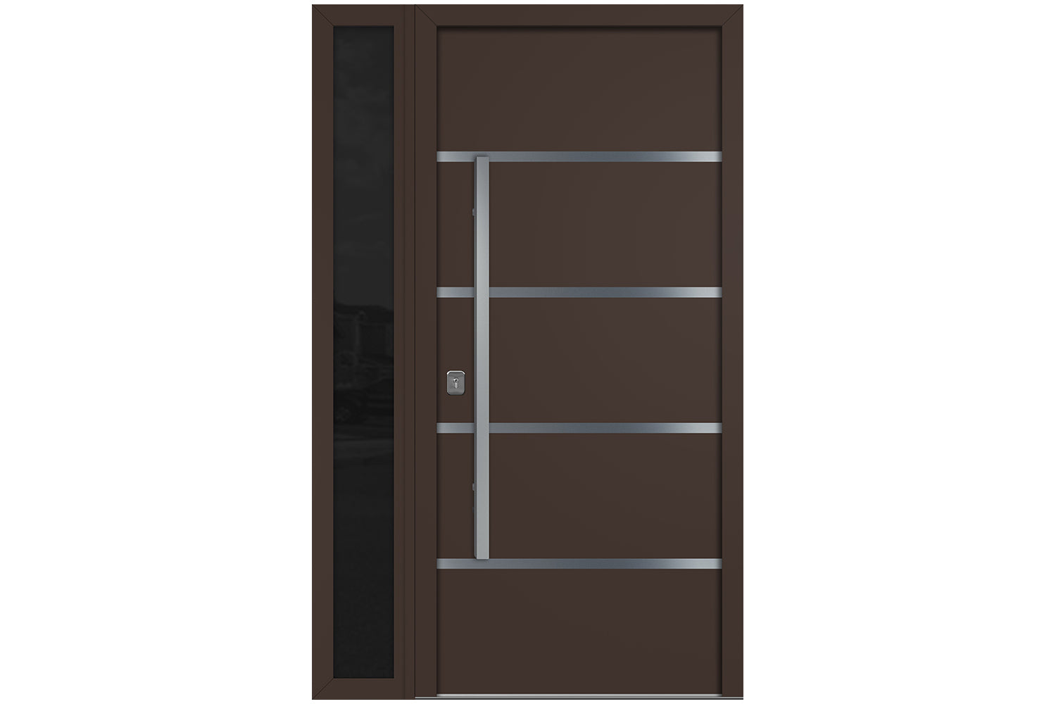 Nova Inox S3 Brown Modern Exterior Door w Left Sidelight Right-in
