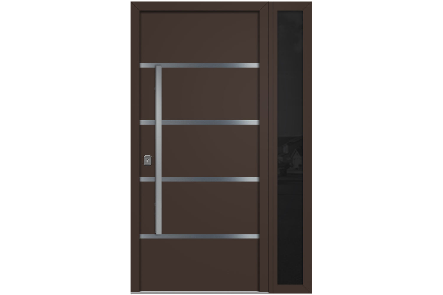 Nova Inox S3 Brown Modern Exterior Door w Right Sidelight Right-in