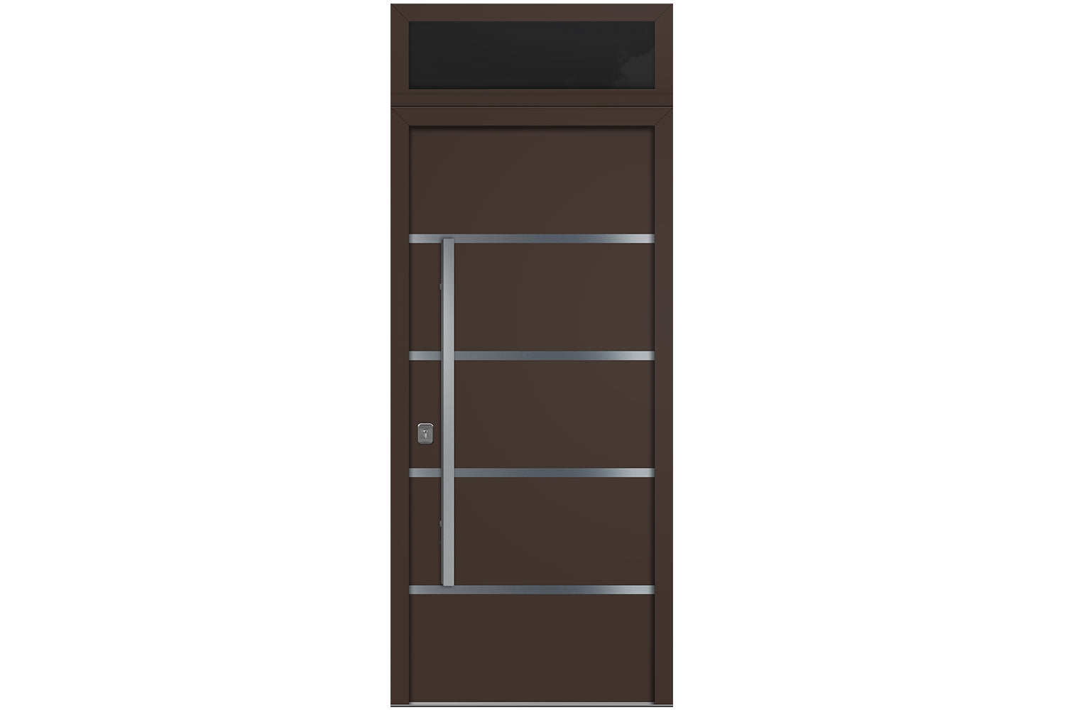 Nova Inox S3 Brown Modern Exterior Door w Transom Right-in