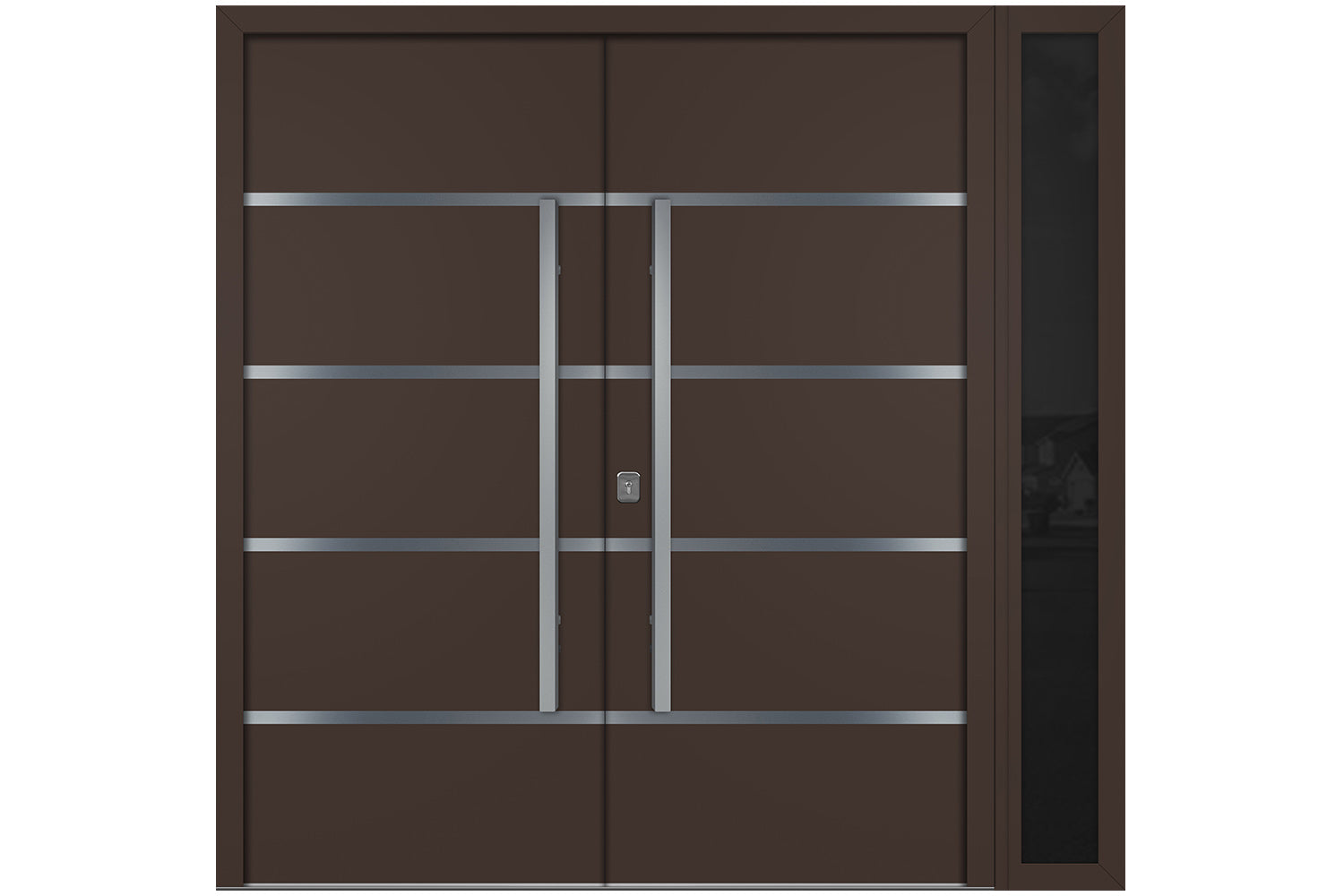 Nova Inox S3 Brown Modern Exterior Double Door w Right Sidelight Right Door Active