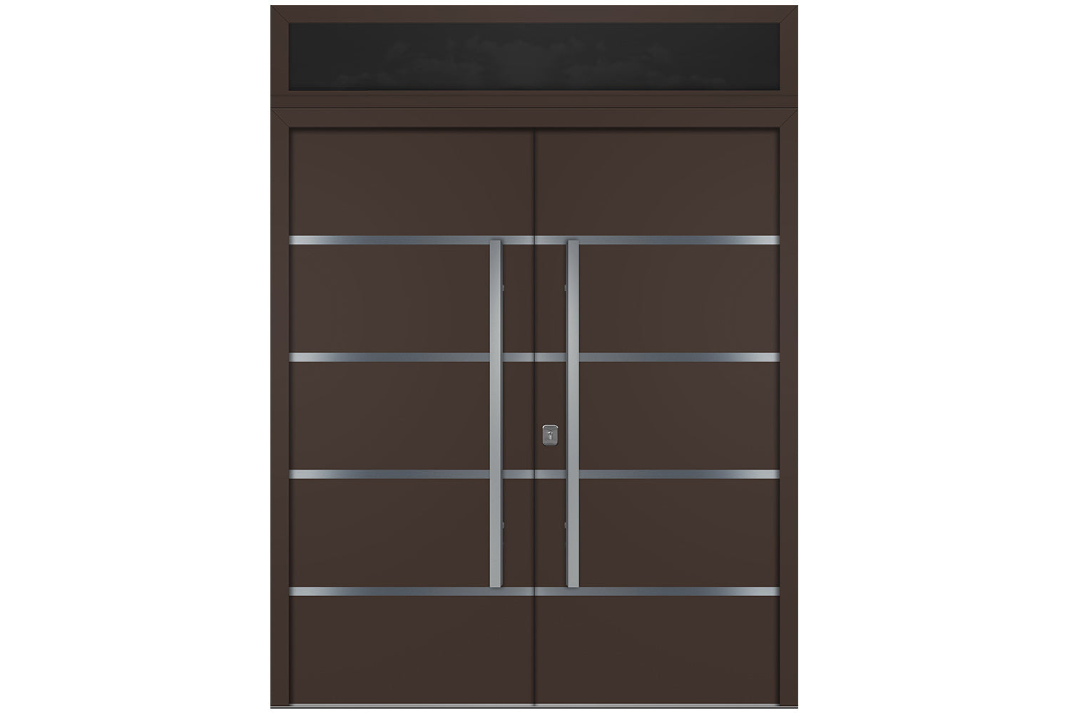 Nova Inox S3 Brown Modern Exterior Double Door w Transom Right Door Active