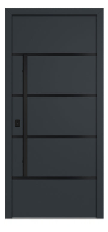 Nova Inox S3 Gray Modern Exterior Door with Black Stainless Steel