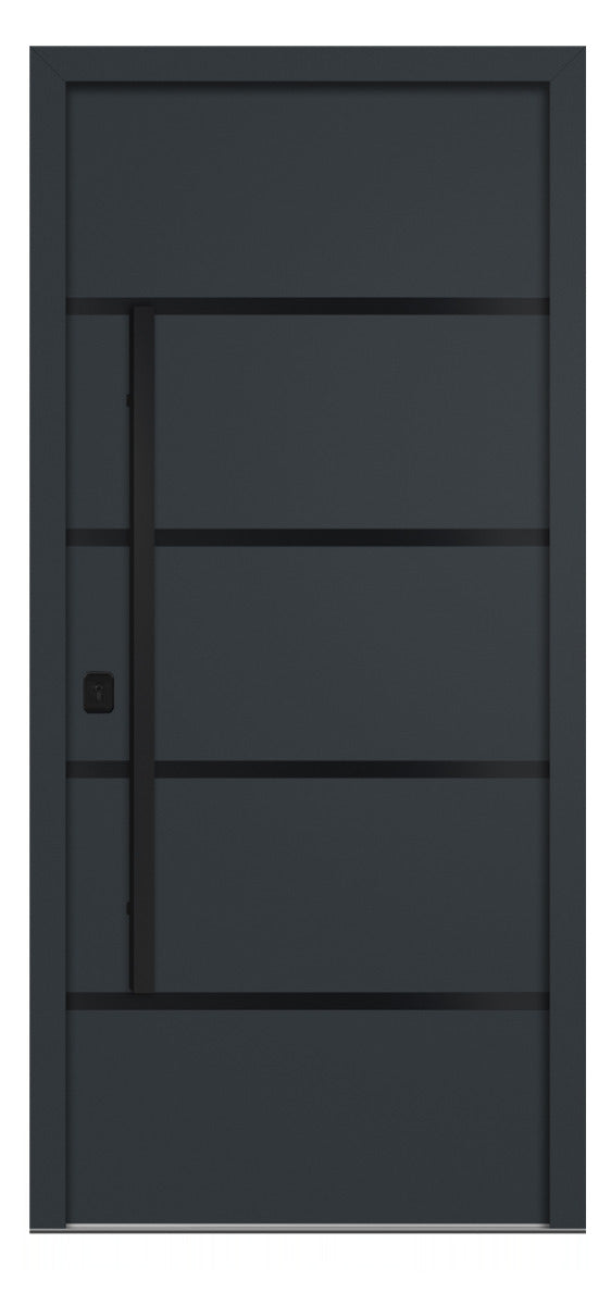 Nova Inox S3 Gray Modern Exterior Door with Black Stainless Steel