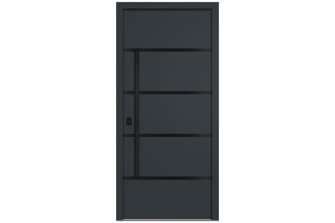Nova Inox S3 Gray Modern Exterior Door with Black Stainless Steel