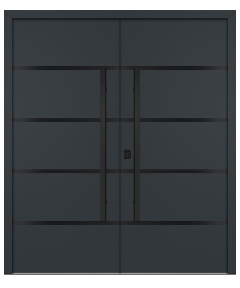 Nova Inox S3 Gray Modern Exterior Double Door with Black Stainless Steel