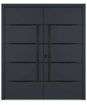 Nova Inox S3 Gray Modern Exterior Double Door with Black Stainless Steel