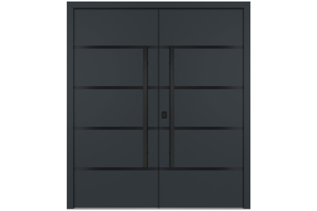 Nova Inox S3 Gray Modern Exterior Double Door with Black Stainless Steel