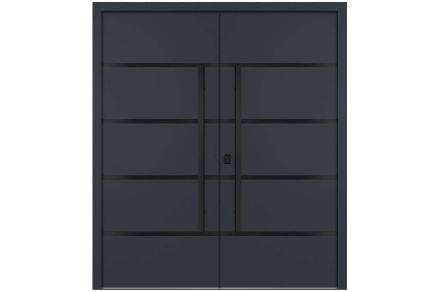 Nova Inox S3 Gray Modern Exterior Double Door with Black Stainless Steel
