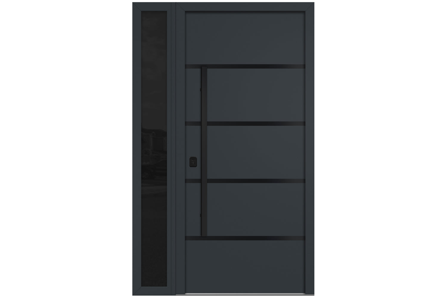 Nova Inox S3 Gray Modern Exterior Door with Black Stainless Steel - with Left Sidelight