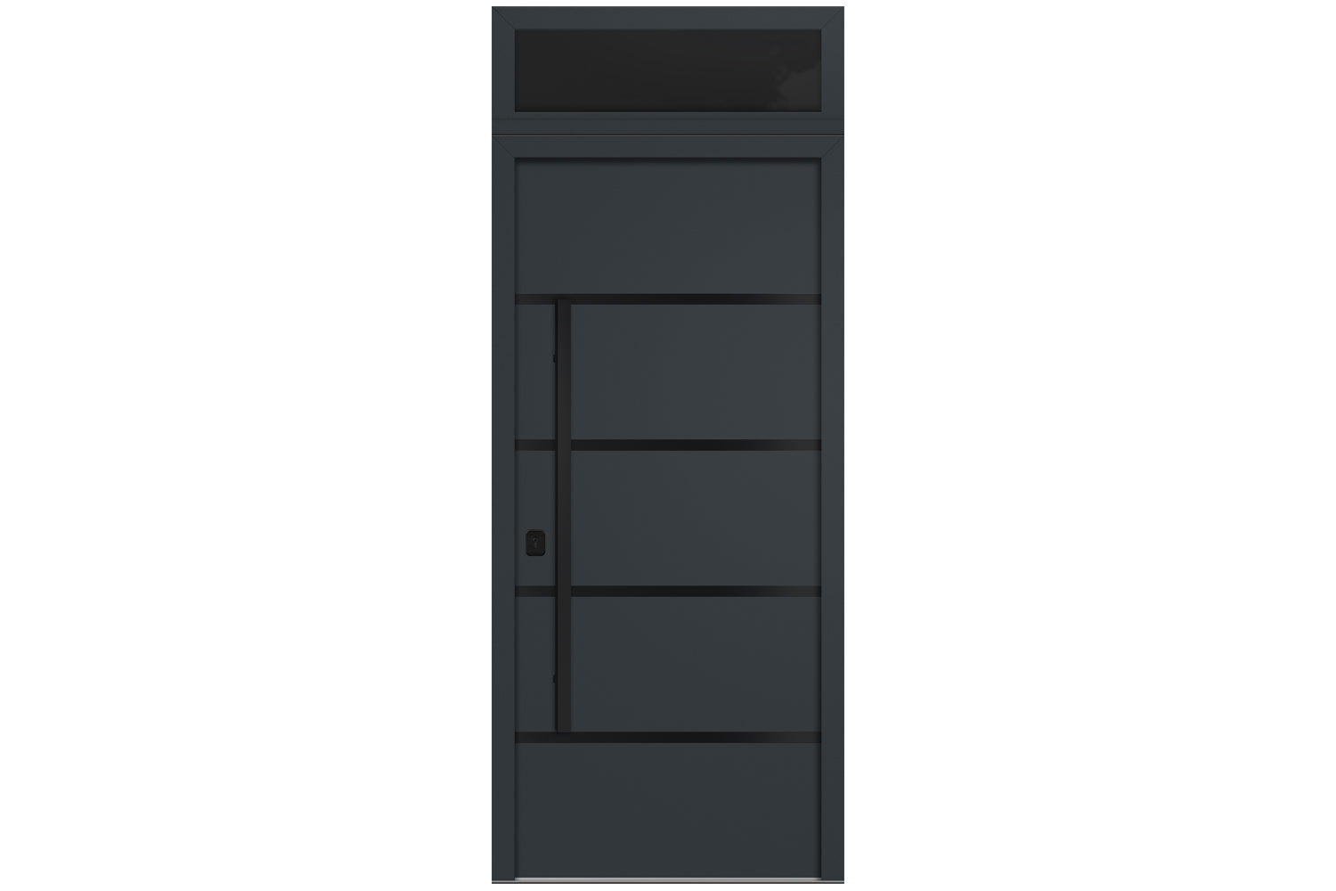 Nova Inox S3 Gray Modern Exterior Door with Black Stainless Steel - with Transom