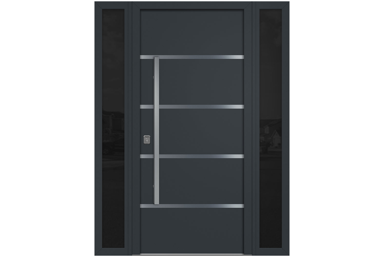 Nova Inox S3 Gray Modern Exterior Door w Double Sidelight Right-in