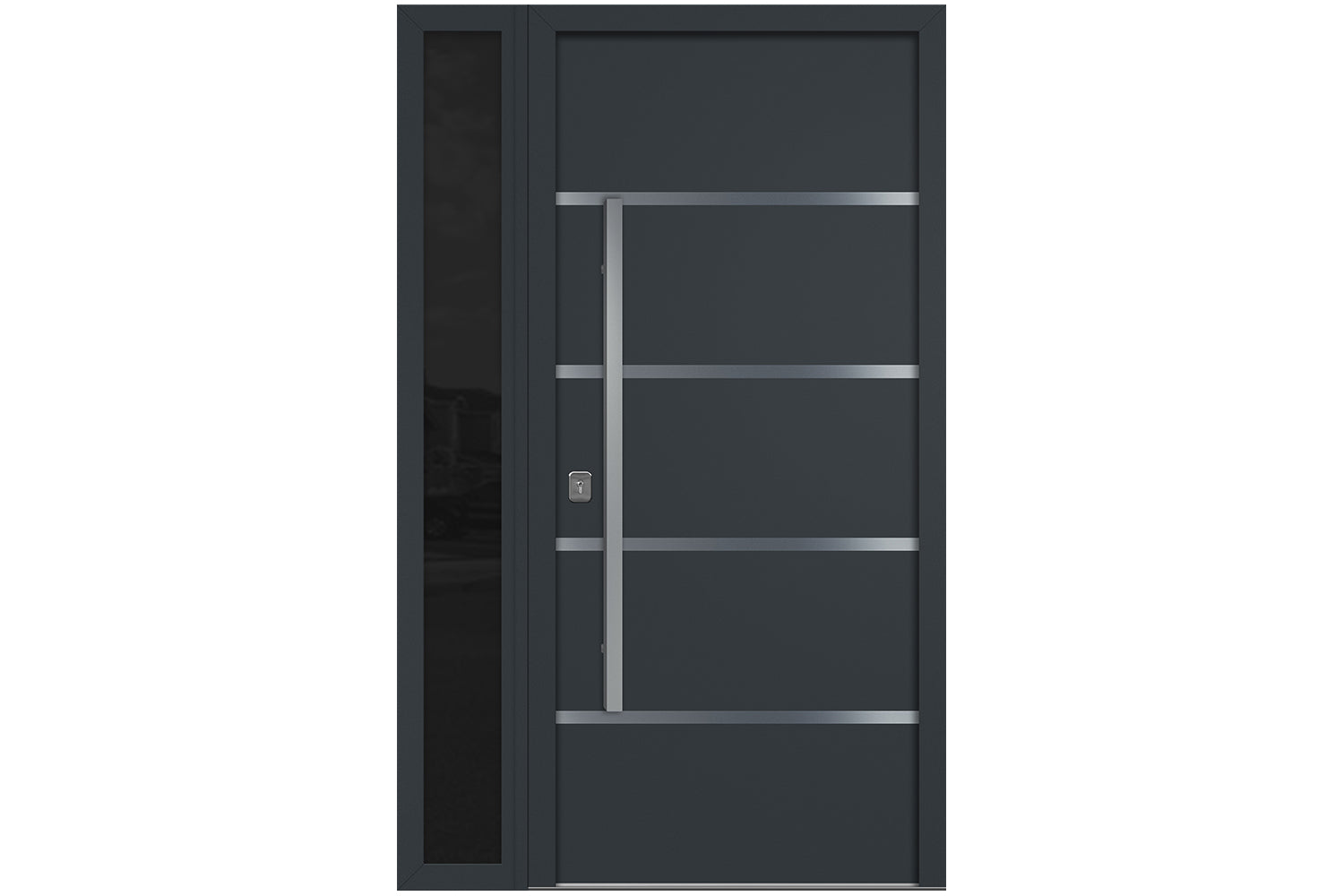 Nova Inox S3 Gray Modern Exterior Door w Left Sidelight Right-in
