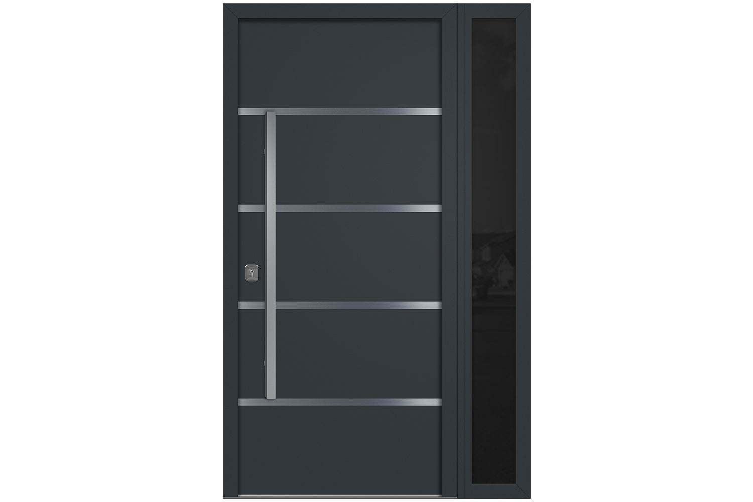 Nova Inox S3 Gray Modern Exterior Door w Right Sidelight Right-in