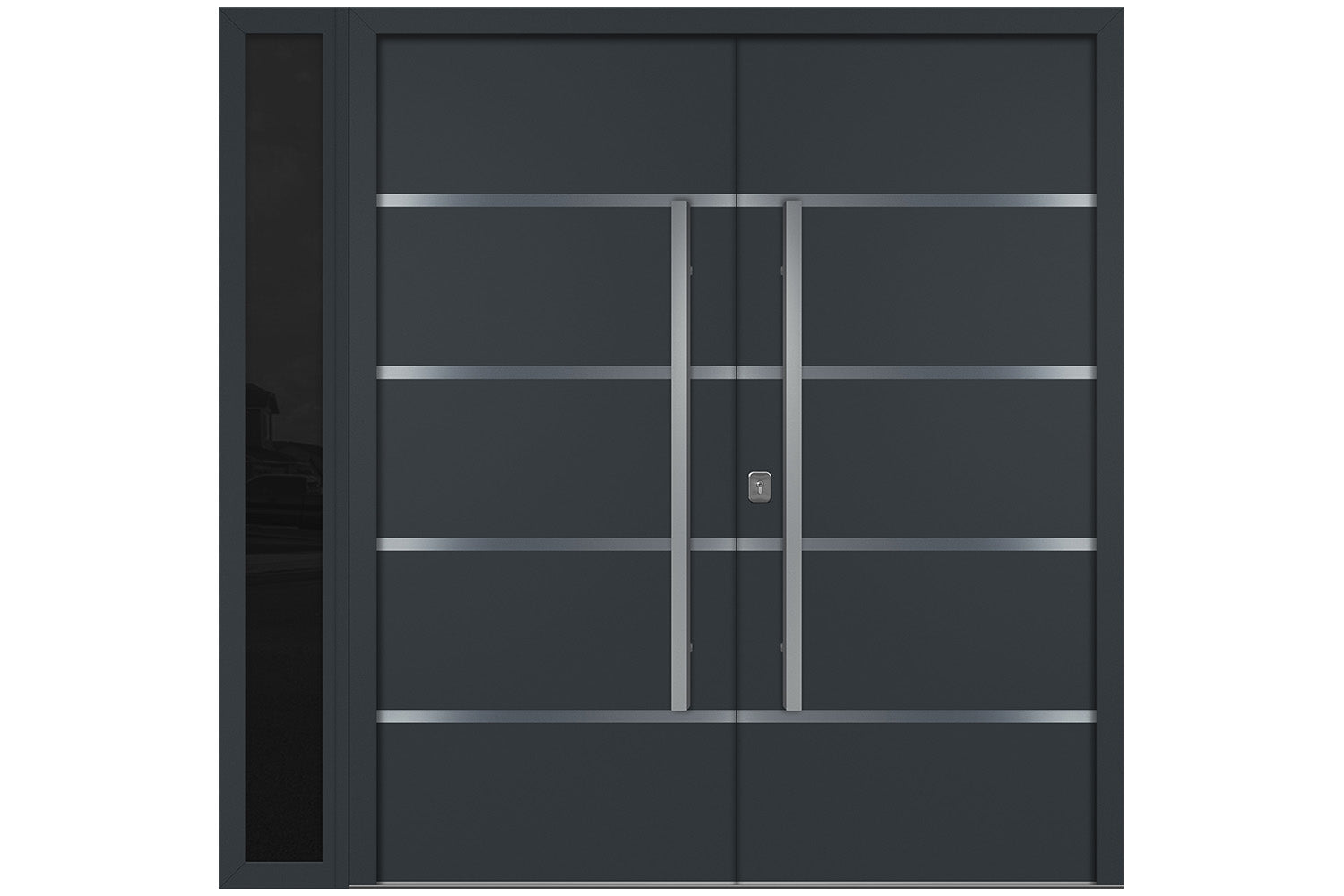 Nova Inox S3 Gray Modern Exterior Double Door w Left Sidelight Right Door Active