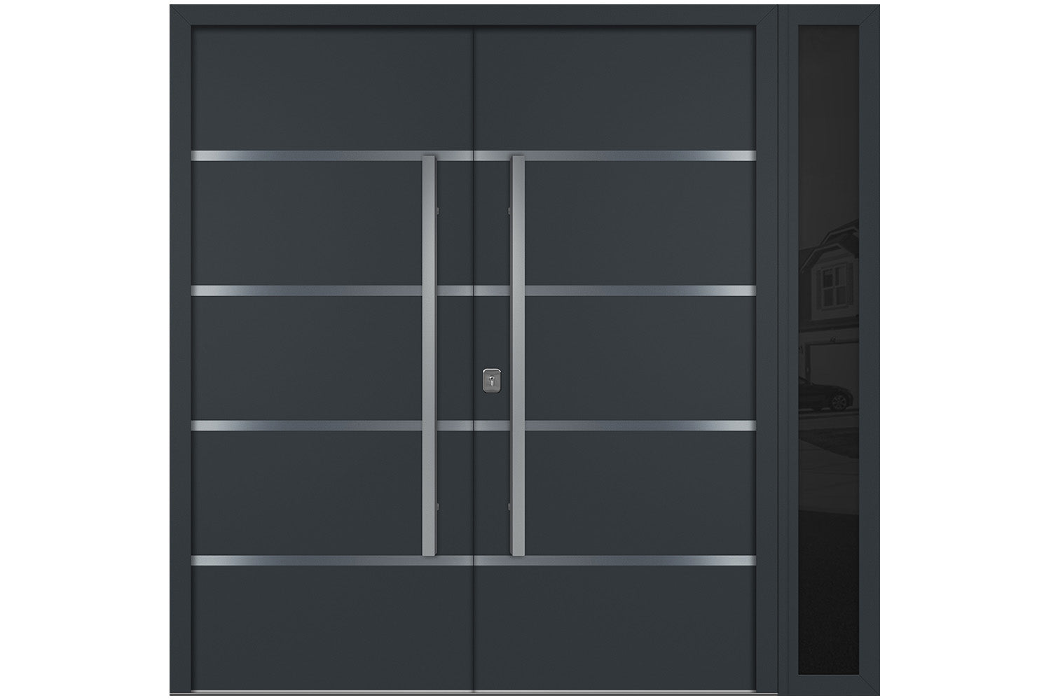 Nova Inox S3 Gray Modern Exterior Double Door w Right Sidelight Right Door Active