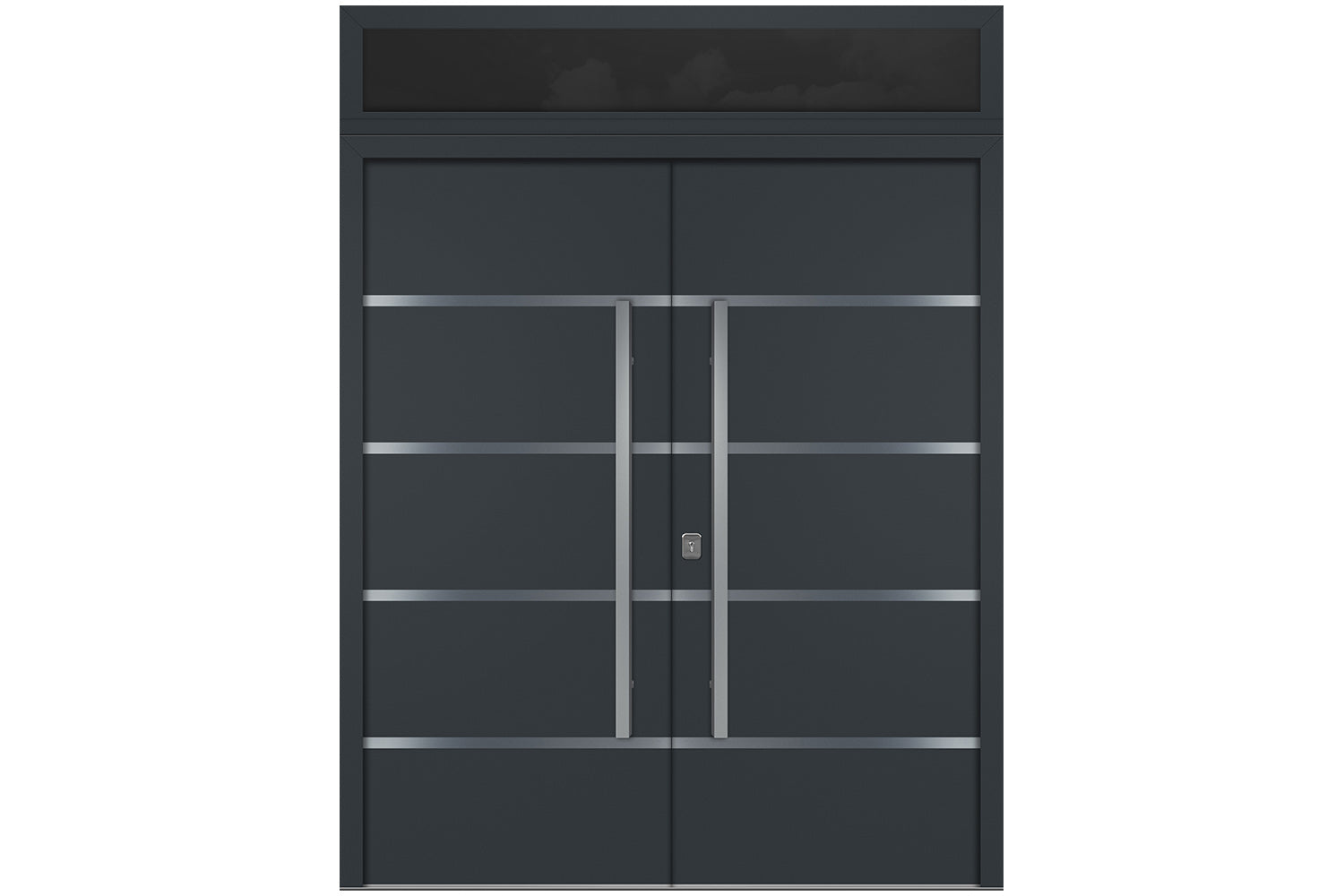 Nova Inox S3 Gray Modern Exterior Double Door w Transom Right Door Active