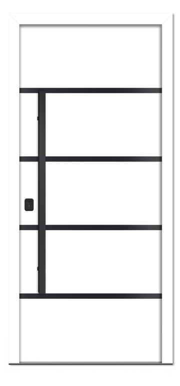 Nova Inox S3 White Modern Exterior Door with Black Stainless Steel