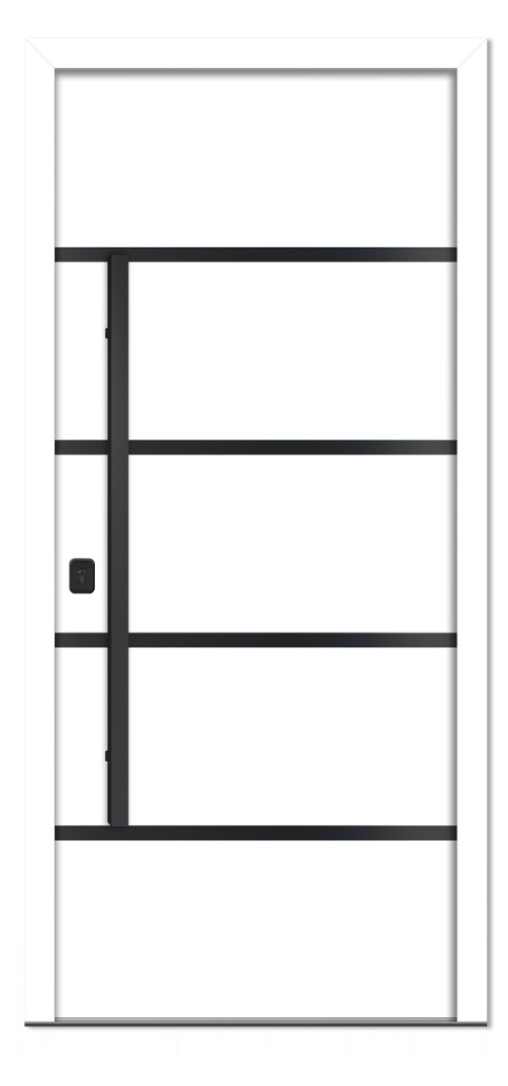 Nova Inox S3 White Modern Exterior Door with Black Stainless Steel
